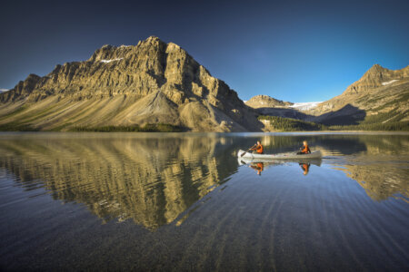 Two people in a canoe